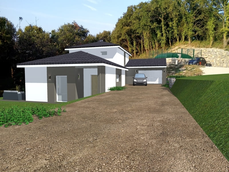 avant projet maison contemporaine acadie avec volumes adpatés au terrain