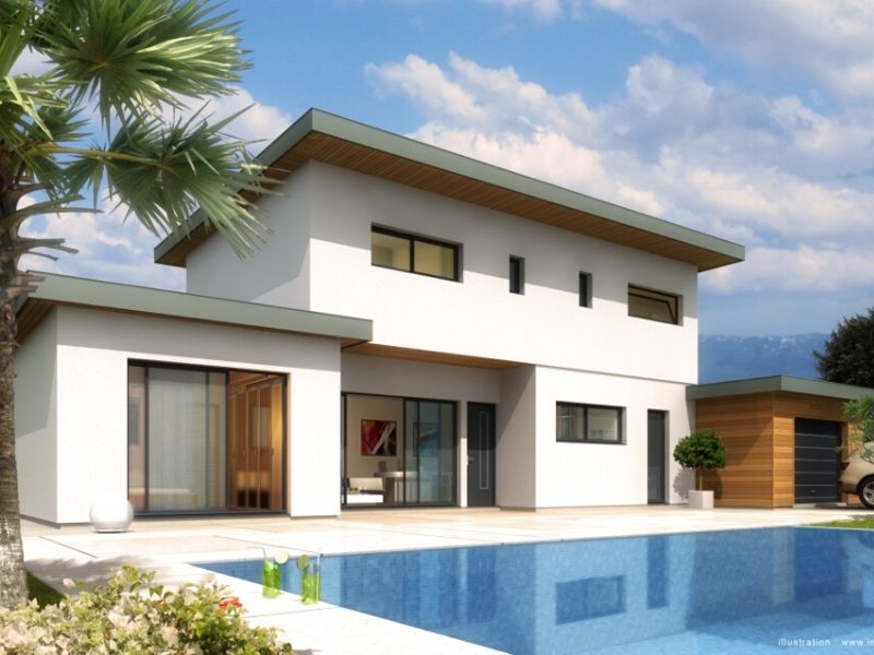 MAISONS ACADIE-constructeur maison romans-maison moderne toit plat avec piscine