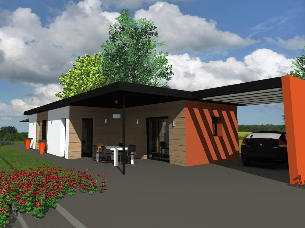 Réalisation - Fabrication maison ossature bois plain pied ou à étage - Maisons Acadie (11)