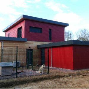 Réalisation colorée et fabrication maison ossature bois plain pied ou à étage - Maisons Acadie