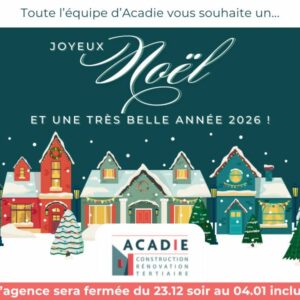 Acadie souhaite un joyeux noël à tous ses clients, avec une ambiance festive et de la neige !