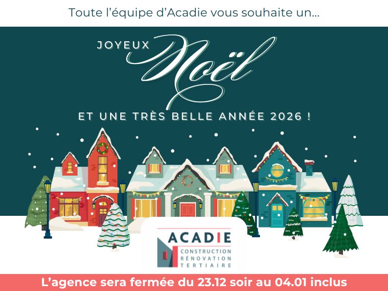 Acadie souhaite un joyeux noël à tous ses clients, avec une ambiance festive et de la neige !